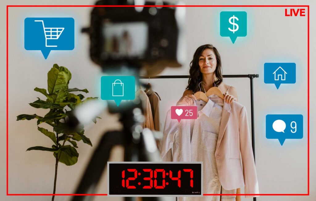 Transmisión en vivo mujer vende e-comerce